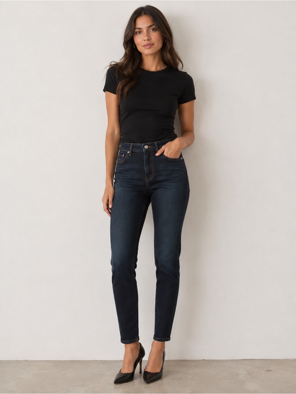 Everlane The High Rise Skinny Jean Ankle Dark Blue Wash